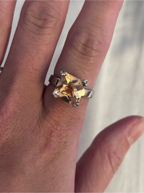 Jewelry - Champagne-Cut Crystal Ring in Silver-Tone Setting
